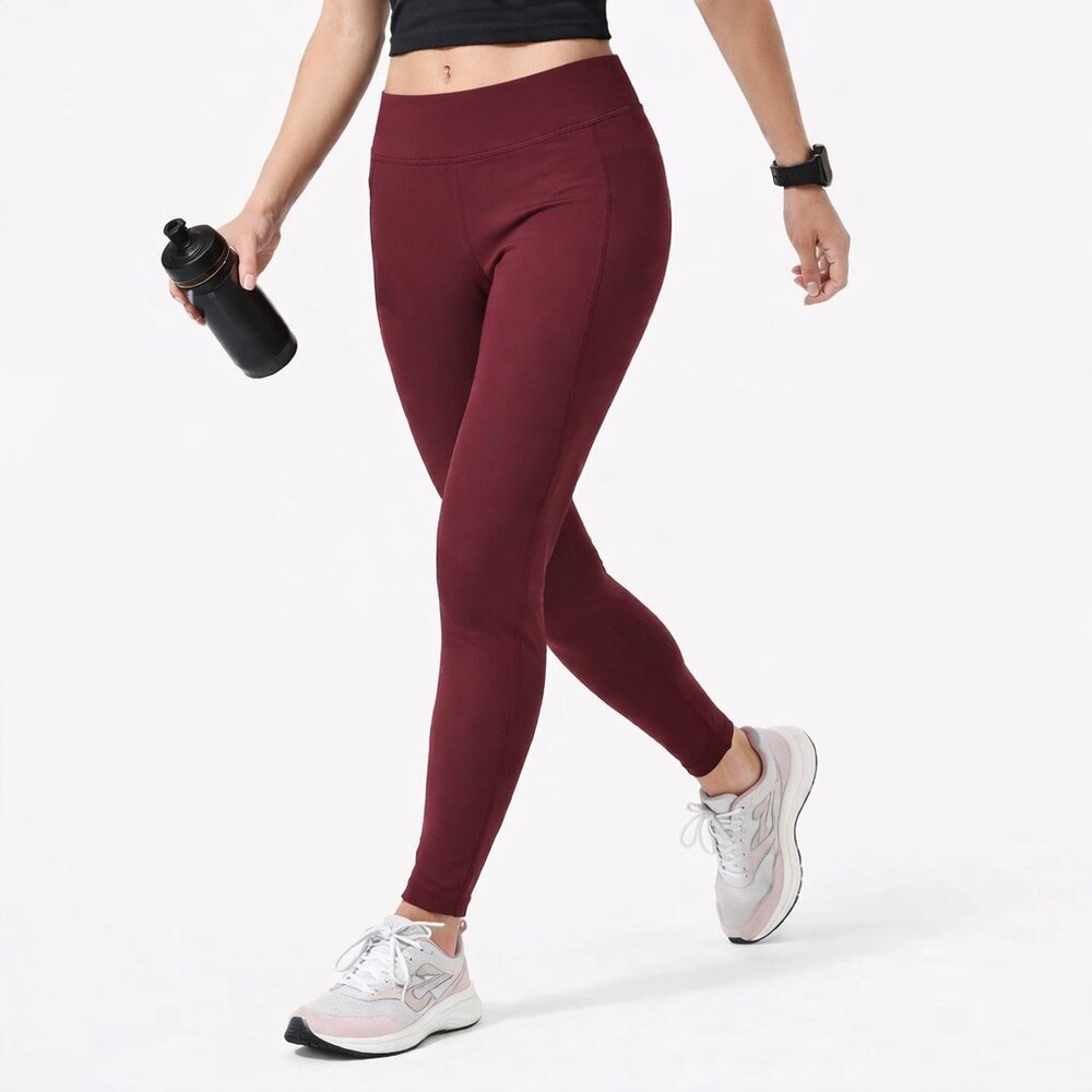 Old Navy Active Leggings XL Maroon Full Length Side Pockets